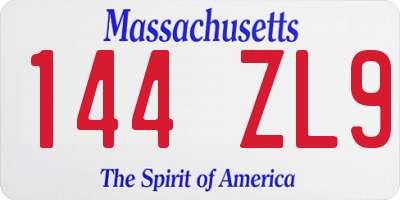 MA license plate 144ZL9