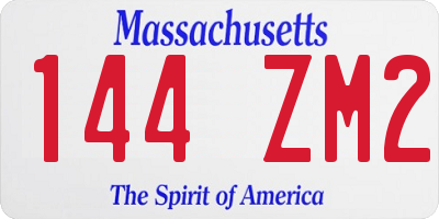 MA license plate 144ZM2
