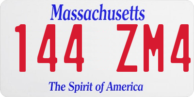 MA license plate 144ZM4