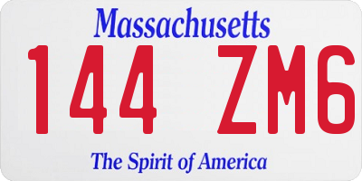 MA license plate 144ZM6