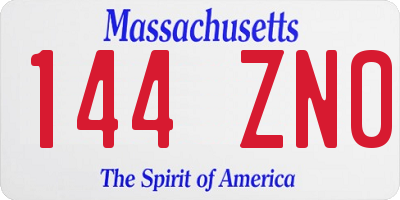 MA license plate 144ZN0