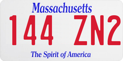 MA license plate 144ZN2