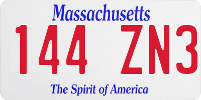 MA license plate 144ZN3