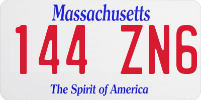 MA license plate 144ZN6
