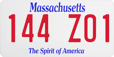 MA license plate 144ZO1