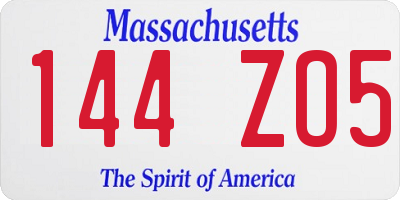 MA license plate 144ZO5