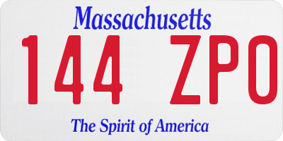 MA license plate 144ZP0