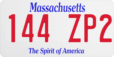 MA license plate 144ZP2
