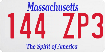 MA license plate 144ZP3