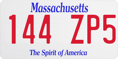 MA license plate 144ZP5