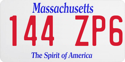 MA license plate 144ZP6