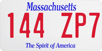 MA license plate 144ZP7