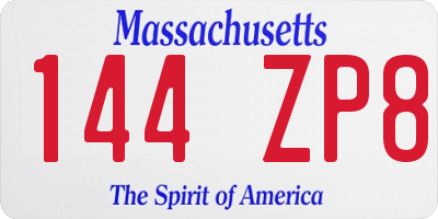 MA license plate 144ZP8