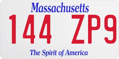 MA license plate 144ZP9
