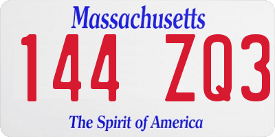MA license plate 144ZQ3