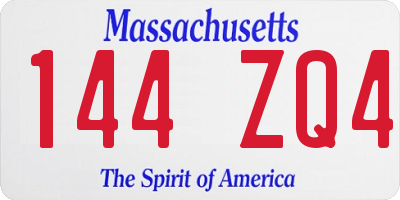 MA license plate 144ZQ4