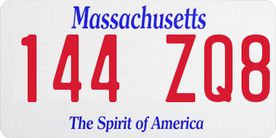 MA license plate 144ZQ8