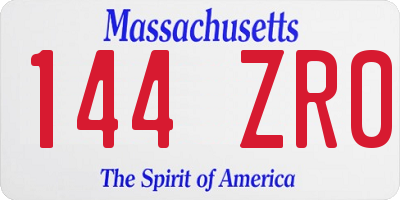 MA license plate 144ZR0