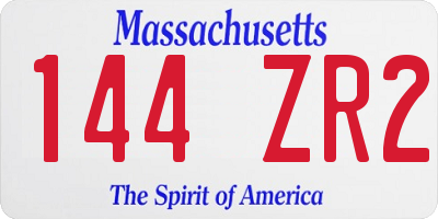 MA license plate 144ZR2