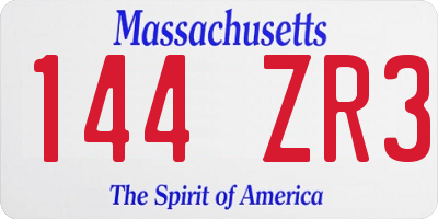 MA license plate 144ZR3