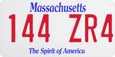 MA license plate 144ZR4