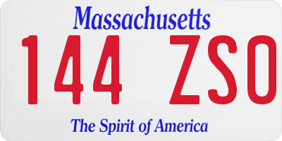 MA license plate 144ZS0
