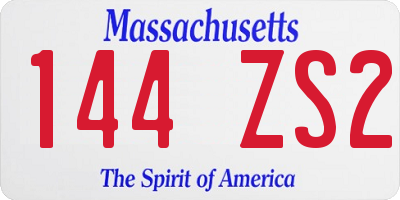 MA license plate 144ZS2