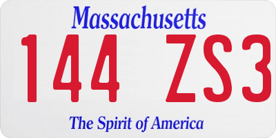 MA license plate 144ZS3