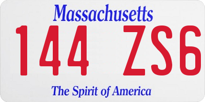 MA license plate 144ZS6