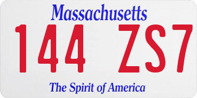 MA license plate 144ZS7