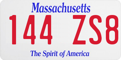 MA license plate 144ZS8