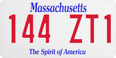 MA license plate 144ZT1