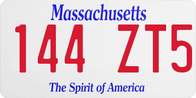 MA license plate 144ZT5