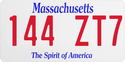 MA license plate 144ZT7