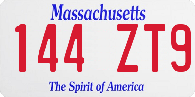 MA license plate 144ZT9