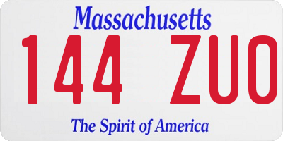 MA license plate 144ZU0