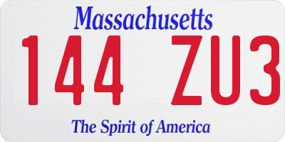 MA license plate 144ZU3