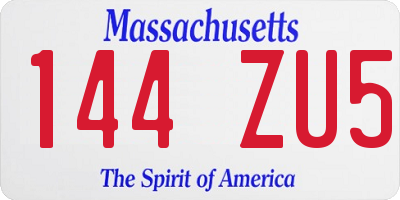 MA license plate 144ZU5