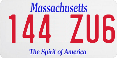 MA license plate 144ZU6