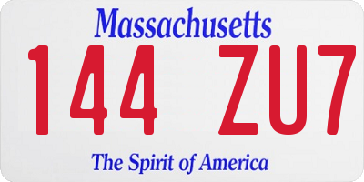 MA license plate 144ZU7