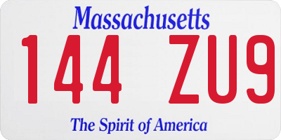 MA license plate 144ZU9