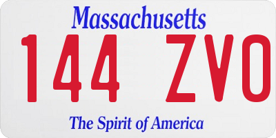 MA license plate 144ZV0