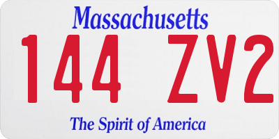 MA license plate 144ZV2