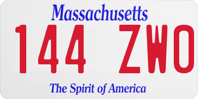 MA license plate 144ZW0