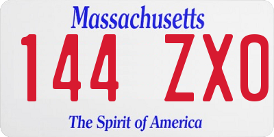 MA license plate 144ZX0
