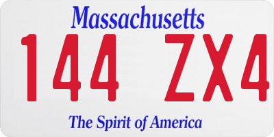 MA license plate 144ZX4