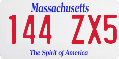 MA license plate 144ZX5