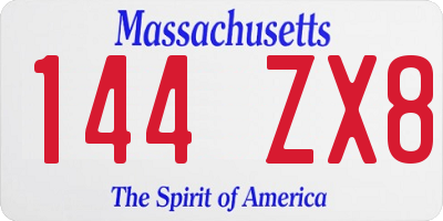 MA license plate 144ZX8