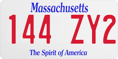MA license plate 144ZY2