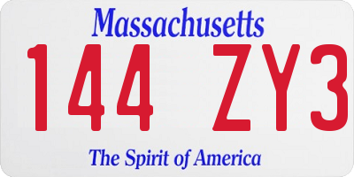 MA license plate 144ZY3